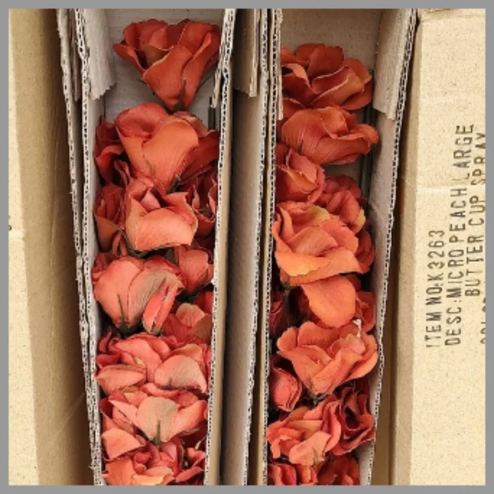2 Dozen Beautiful Faux Salmon Color Buttercup Spray